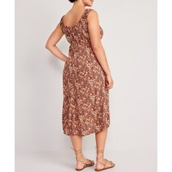 Old Navy Waist-Defined Floral Midi Dress XXL Peasant Cottage Babydoll - Picture 2 of 11